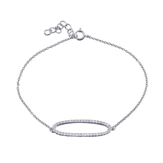 925 Sterling Silver Rhodium Plated Open Oval Chain Bracelet
