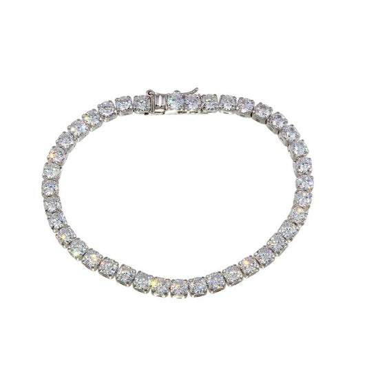 925 Sterling Silver Rhodium Plated Round CZ Tennis 4mm Bracelet