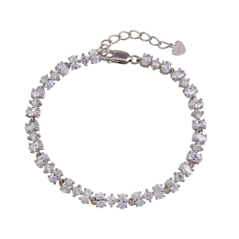 925 Sterling Silver Rhodium Plated 5mm Link CZ Tennis Bracelet