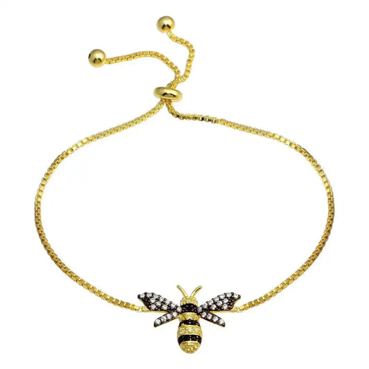 925 Sterling Silver Gold Plated BumbleBee Lariat Bracelet