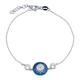 925 Sterling Silver CZ Evil Eye Bracelet