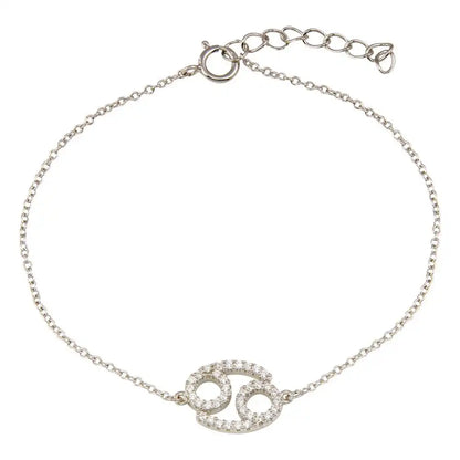 925 Sterling Silver Rhodium Plated Cancer CZ Adjustable Link Bracelet