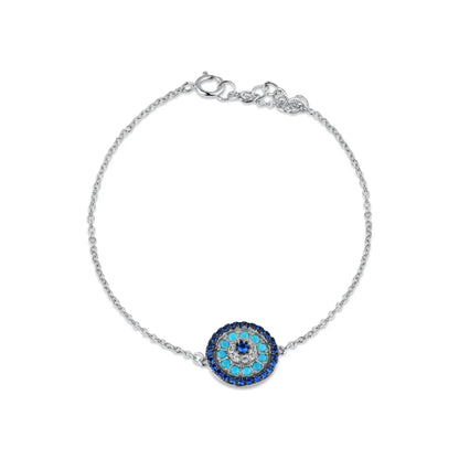 925 Sterling Silver Rhodium Plated CZ Evil Eye Bracelet