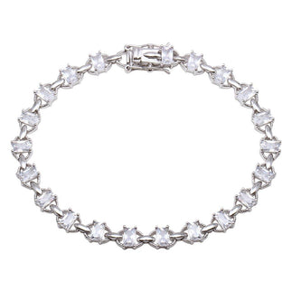 925 Sterling Silver Rhodium Plated 6.1mm Link CZ Tennis Bracelet