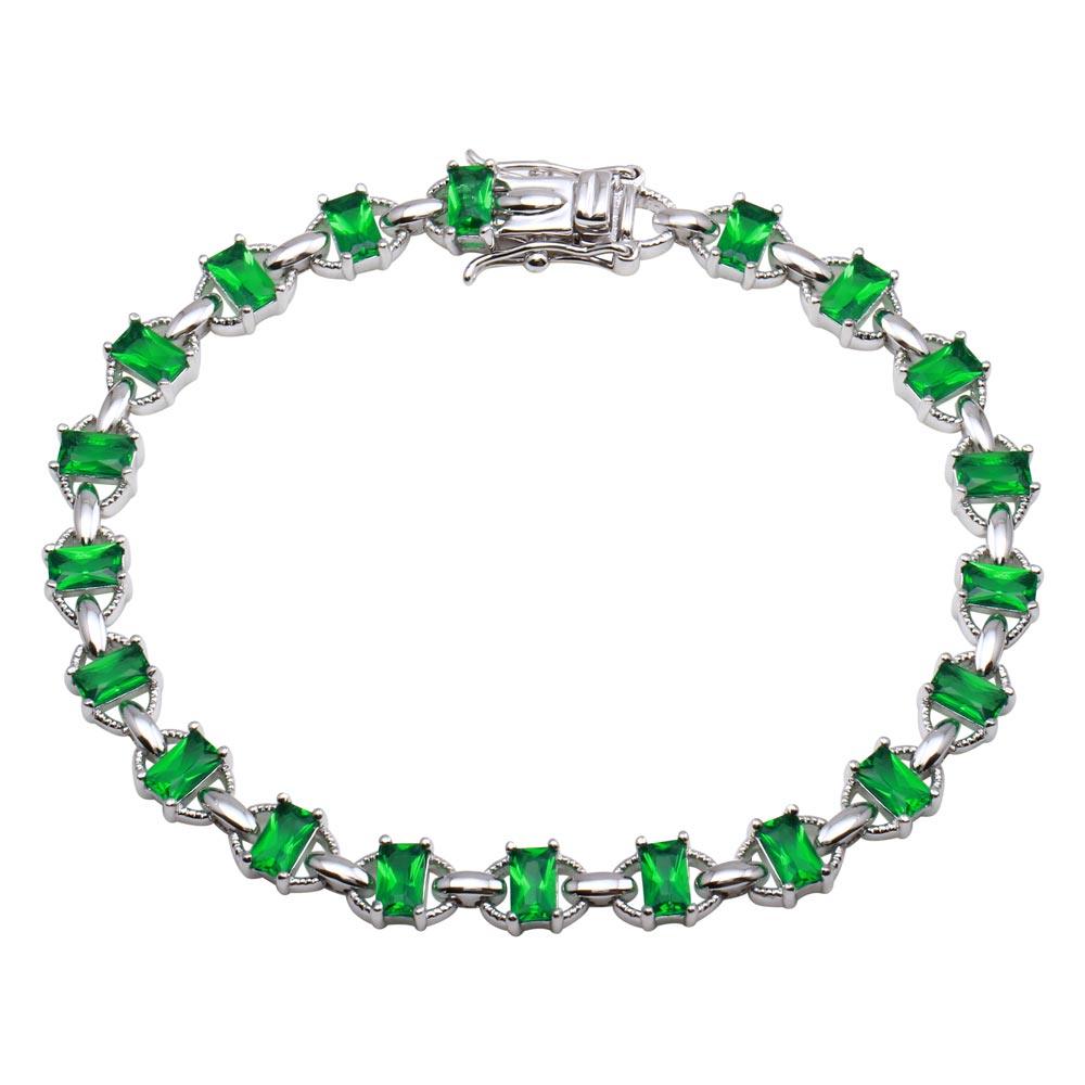 925 Sterling Silver Rhodium Plated 6.1mm Link CZ Tennis Bracelet