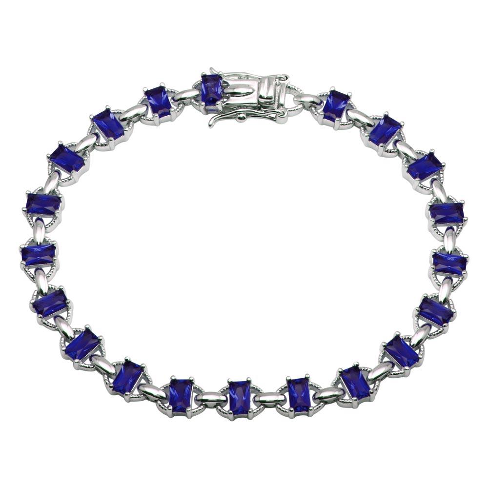 925 Sterling Silver Rhodium Plated 6.1mm Link CZ Tennis Bracelet