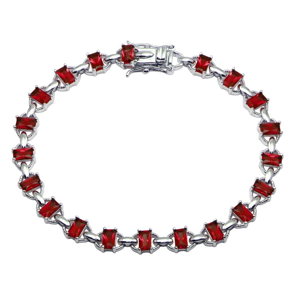 925 Sterling Silver Rhodium Plated 6.1mm Link CZ Tennis Bracelet