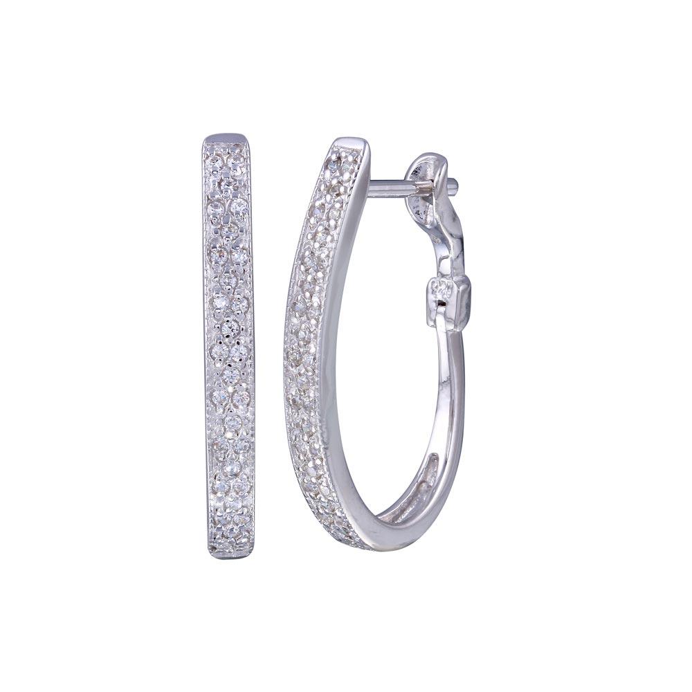 925 Silver Rhodium Plated Micro Pave CZ Inlay Stud Earrings