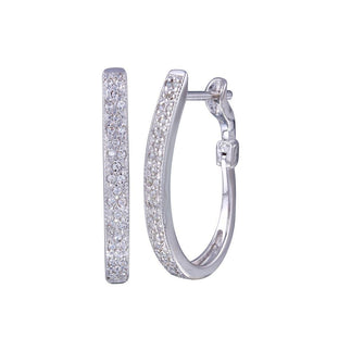 925 Silver Rhodium Plated Micro Pave CZ Inlay Stud Earrings