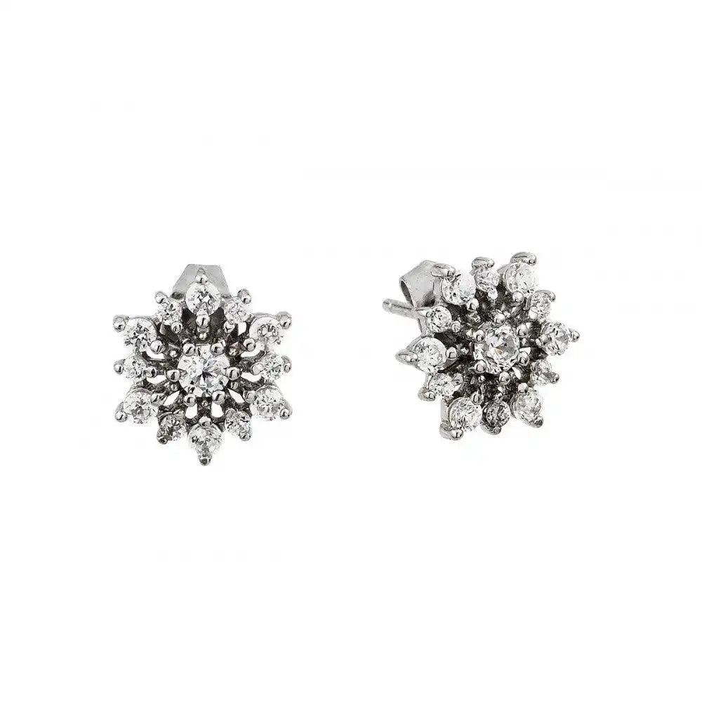 925 Sterling Silver Rhodium Plated CZ Star Earrings
