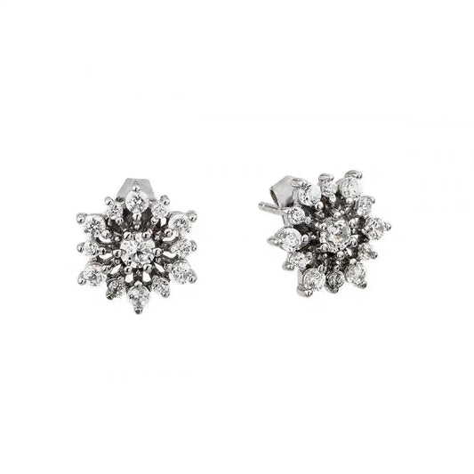 925 Sterling Silver Rhodium Plated CZ Star Earrings