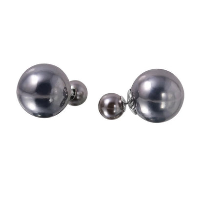 925 Sterling Silver Rhodium Plated Faux Pearl Reversible Earrings