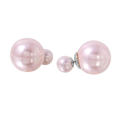 925 Sterling Silver Rhodium Plated Faux Pearl Reversible Earrings