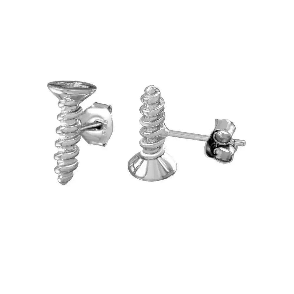 925 Sterling Silver Rhodium Plated Screw Stud Earrings