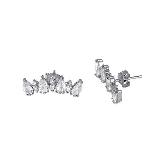 925 Sterling Silver Rhodium Plated CZ Stud Earrings