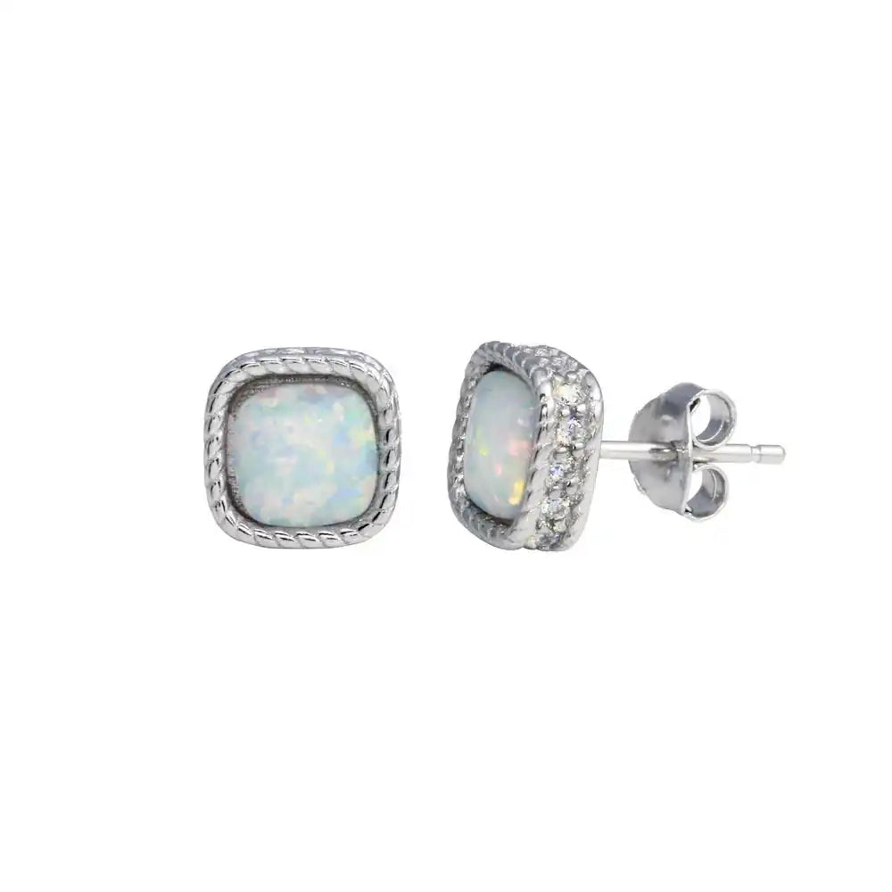 925 Sterling Silver CZ Square Halo