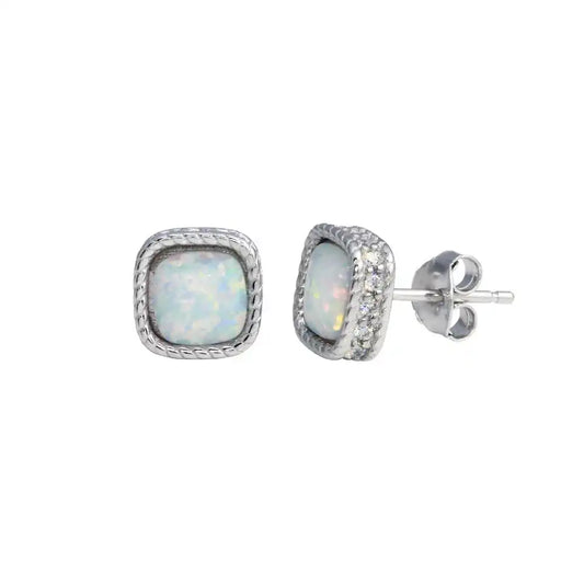 925 Sterling Silver CZ Square Halo