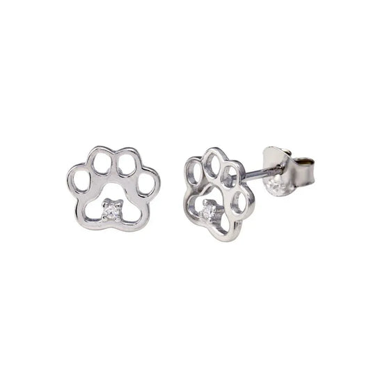 925 Sterling Silver Rhodium Plated Paws Earring