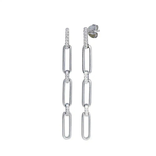 925 Sterling Silver CZ Rectangle Dangling