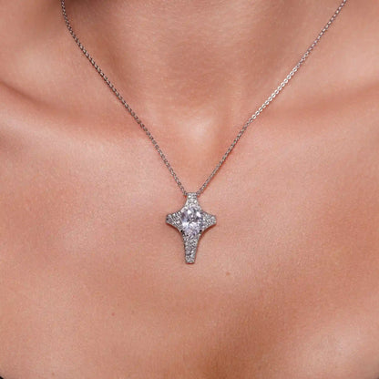 925 Sterling Silver Clearance Z Rhodium Plated Cross Pendant Necklace