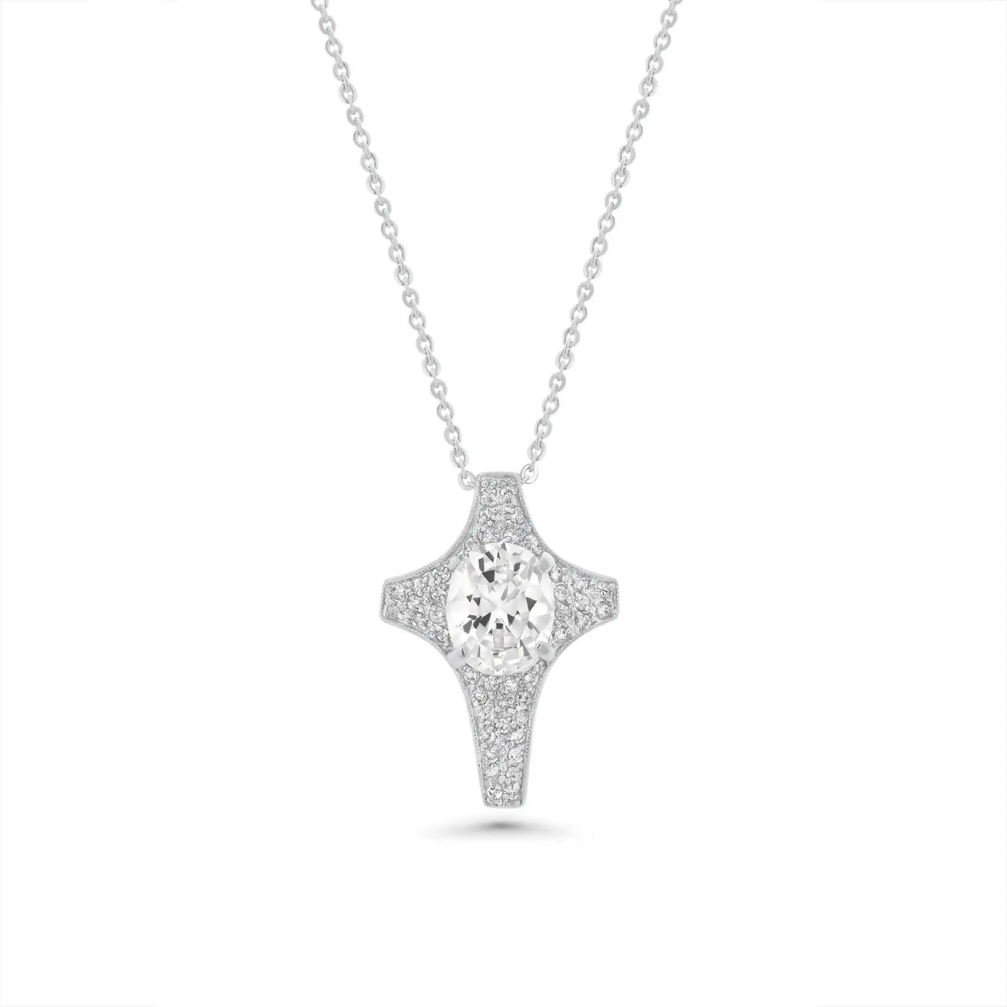 925 Sterling Silver Clearance Z Rhodium Plated Cross Pendant Necklace