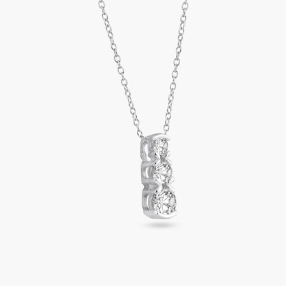 925 Sterling Silver Clear CZ Rhodium Plated 3 Graduated CZ Pendant Necklace