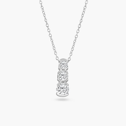 925 Sterling Silver Clear CZ Rhodium Plated 3 Graduated CZ Pendant Necklace