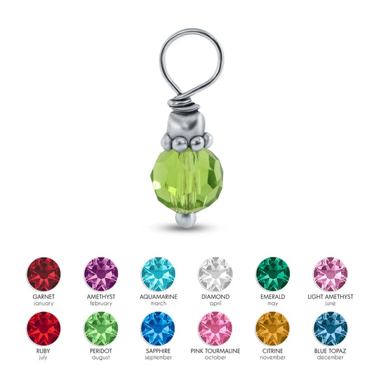 925 Sterling Silver Rhodium Plated Crystal Birthstone Charm Pendant