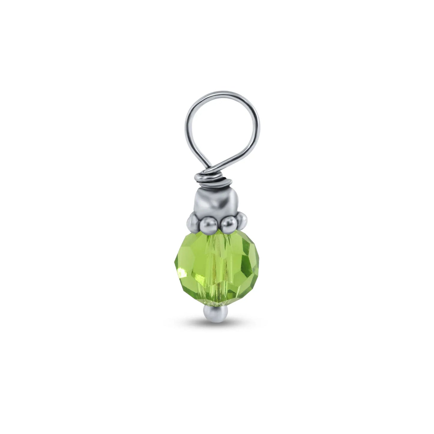 925 Sterling Silver Rhodium Plated Crystal Birthstone Charm Pendant