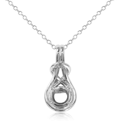 925 Silver Rhodium Plated Knot Mounting Pendant Necklace