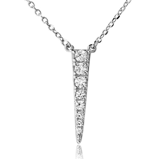 925 Sterling Silver Rhodium Plated Dropped Ice Pick Necklace