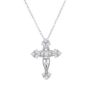 925 Sterling Silver Rhodium Plated Cross Necklace