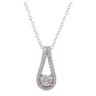 925 Sterling Silver Rhodium Plated Accent Necklace with CZ