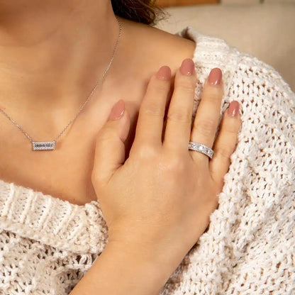 925 Sterling Silver Rhodium Plated Eternity Band with Baguette CZ Stones