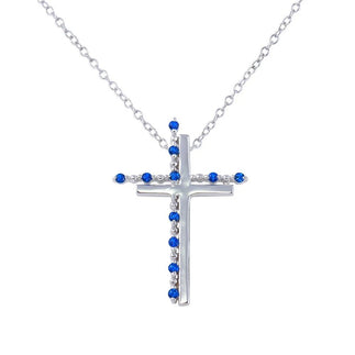 925 Sterling Silver Rhodium Plated Double Cross CZ Pendant