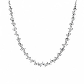 925 Sterling Silver Rhodium Plated CZ Zig Zag Bridal Necklace