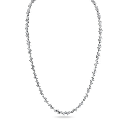 925 Sterling Silver Rhodium Plated CZ Zig Zag Bridal Necklace