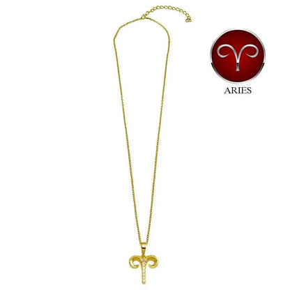 925 Sterling Silver Gold Plated Aries CZ Zodiac Sign Necklace