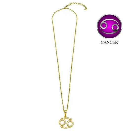925 Sterling Silver Gold Plated Cancer CZ Zodiac Sign Necklace