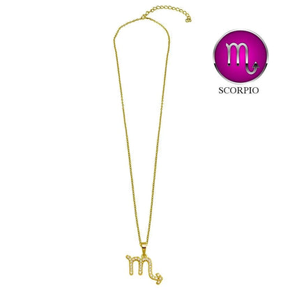 925 Sterling Silver Gold Plated Scorpio CZ Zodiac Sign Necklace
