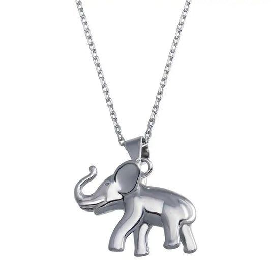 925 Sterling Silver Rhodium Plated Elephant Pendant Necklace