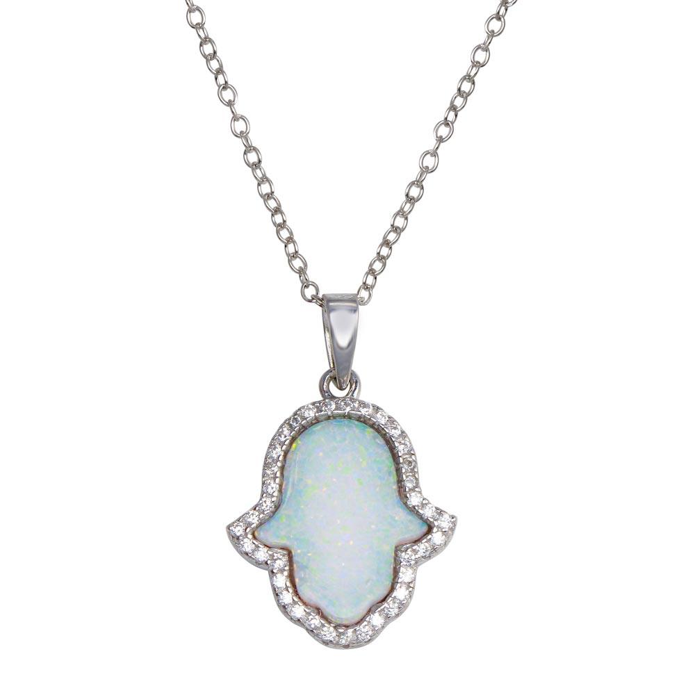925 Sterling Silver CZ Opal Hamsa