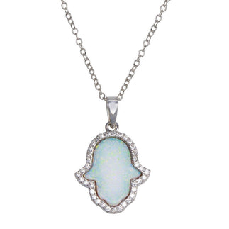 925 Sterling Silver CZ Opal Hamsa