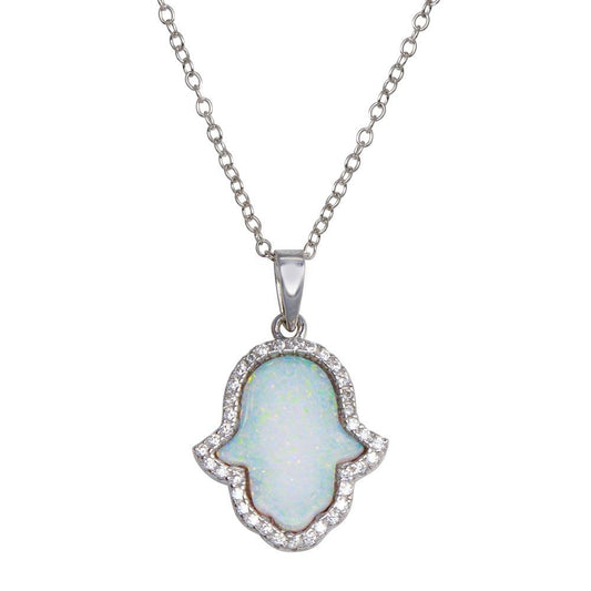 925 Sterling Silver CZ Opal Hamsa