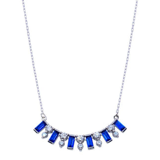925 Sterling Silver Rhodium Plated Clear and Blue CZ Necklace