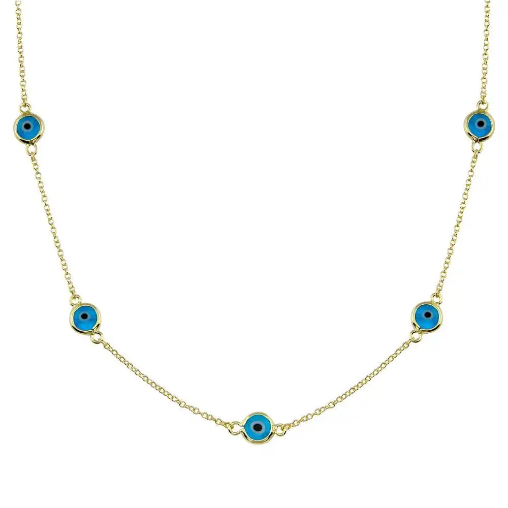 925 Sterling Silver Gold Plated Evil Eye by the Yard Necklace