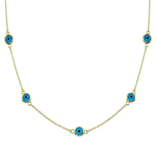 925 Sterling Silver Gold Plated Evil Eye by the Yard Necklace