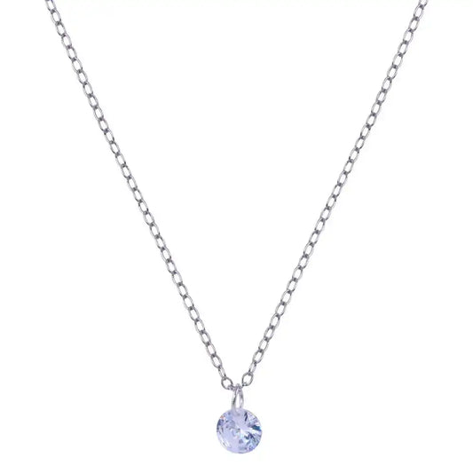 925 Sterling Silver Rhodium Plated Diamond Cut Clear CZ Necklace