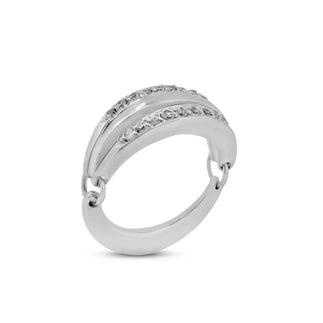 925 Silver Clearance-Rhodium Plated Clear CZ Movable Ring
