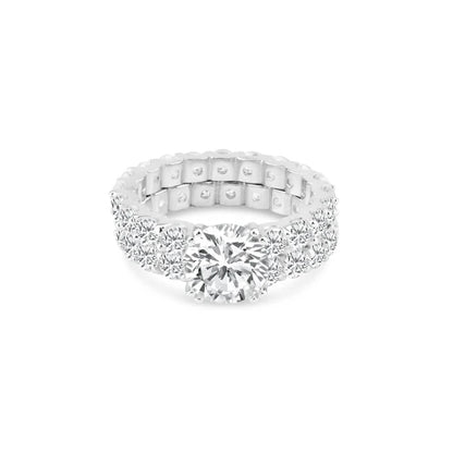 925 Sterling Silver Rhodium Plated Clear Square Center CZ Bridal Ring Set